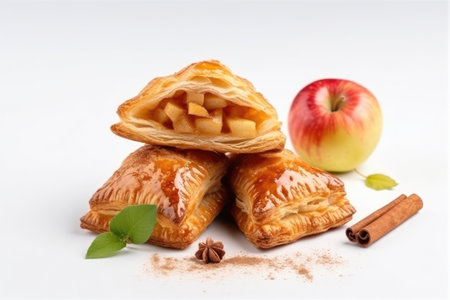 Vegan Apple Turnovers Dessert On White Background, Top Viewの素材