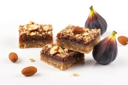 Vegan Fig Bars Dessert On White Background, Top Viewの素材