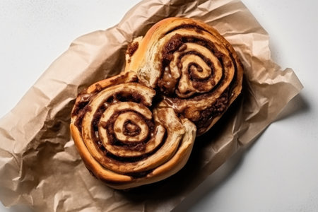 Vegan Cinnamon Rolls Dessert On White Background, Top Viewの素材