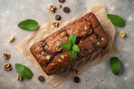 Vegan Zucchini Bread Dessert On White Background, Top Viewの素材