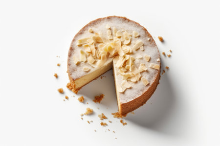 Vegan Vanilla Cake Dessert On White Background, Top Viewの素材