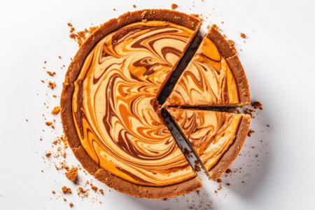 Vegan Pumpkin Cheesecake Dessert On White Background, Top Viewの素材