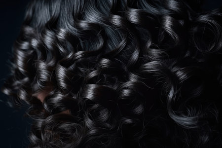 Curly Black Shiny Beautiful Wellの素材