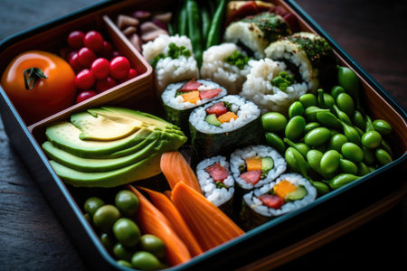 Lunch Bonks Vegan With Rolls And Avocadoの素材