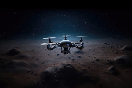 Quadcopter Hovering Over Planets Surfaceの素材