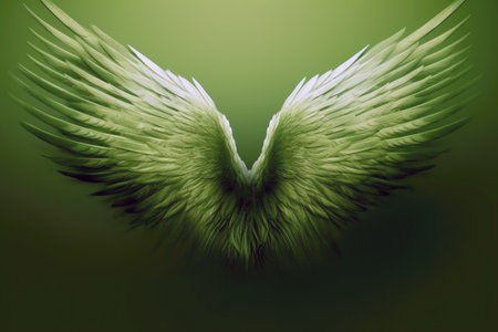 Wings Of Angel On Green Backgroundの素材