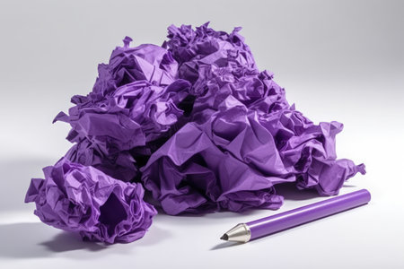 Purple Colored Crumpled Note Paper With Penの素材