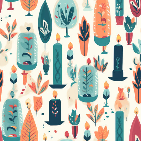 Candles On White Background. seamless backgroundの素材