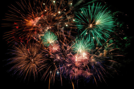 Colorful Fireworks Display At Nightの素材
