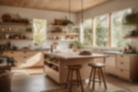 Unfocused Scandinavian-Style Kitchen With White Or Light Cabinets, Wood Accentsの素材