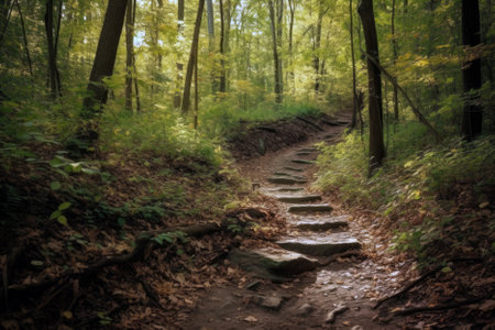 Scenic Nature Trail Through The Woodsの素材