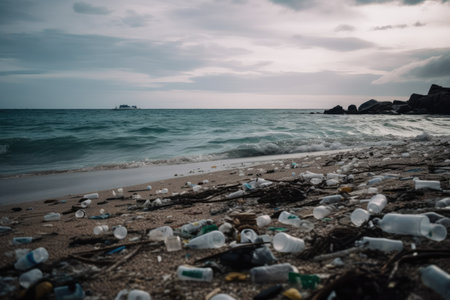 Beach Littered With Plastic Wasteの素材
