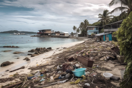Littered Beach With Garbage Strewn Everywhereの素材