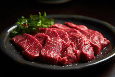 Plate Of Raw Beef Hanger Steakの素材