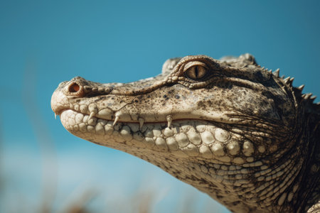 Alligator Against Sky Blue Backgroundの素材