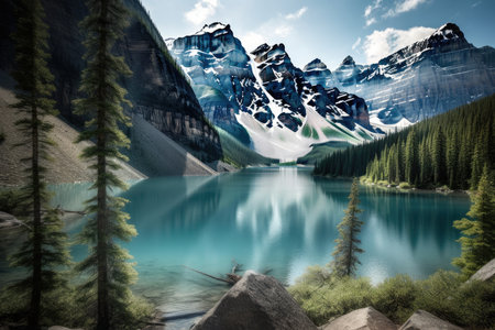 Scenic Mountain Landscape With Lakeの素材
