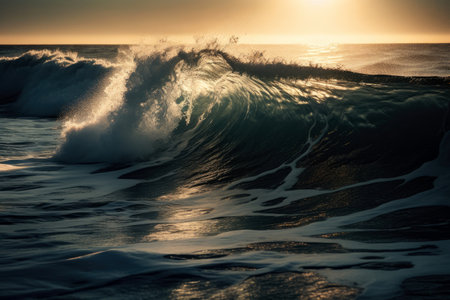 Isolated Sea Wave Captured In The Early Morning Lightの素材