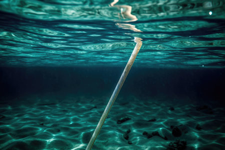 Plastic Straw In Turquoise Oceanの素材