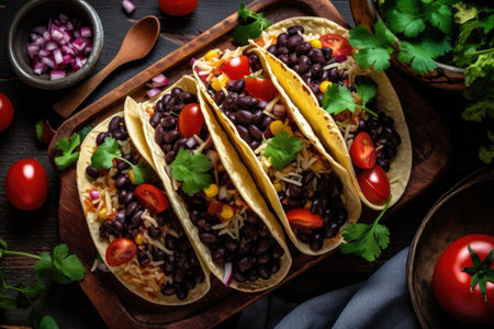 Black Bean Tacos Vegetarian, Top Viewの素材
