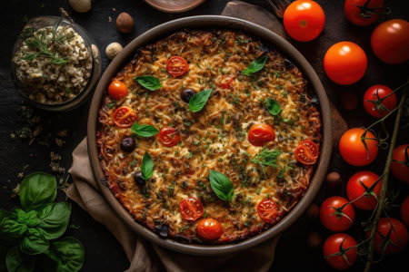 Caprese Quinoa Bake Vegetarian, Top Viewの素材