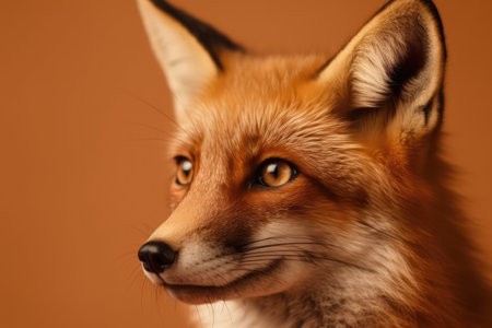 Closeup Of Fox On Isolated Beige Backgroundの素材