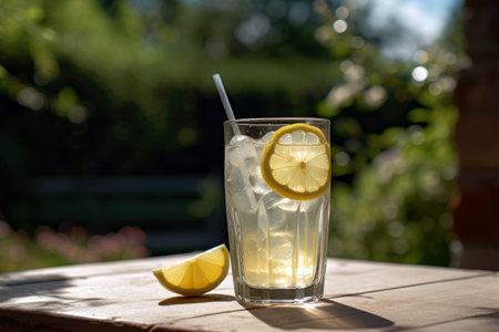 Glass Of Classic Lemonade On Sunny Dayの素材