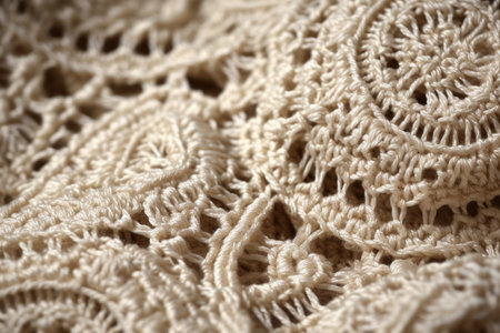 Creamcolored Crochet Fabric Textureの素材