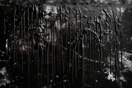 Splattered Black Grunge Paint Strokes On Textured Surfaceの素材