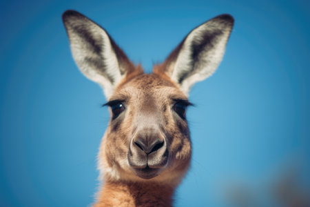 Kangaroo Against Sky Blue Backgroundの素材