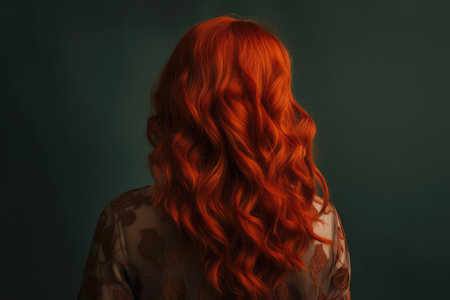 Vibrant Red Hair Styled In Loose Waves Back Viewの素材