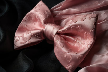 Pink Satin Bow On Black Backgroundの素材