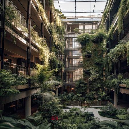 Hotel With Vertical Garden And Hydroponic Farm For Sustainable Food. Futureの素材