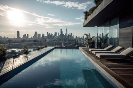 Rooftop Pool With Stunning City Viewの素材