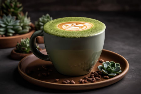 Cactus Water Latte With Almond Milk And Honeyの素材