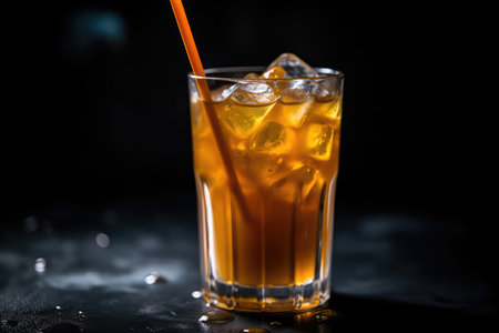 Glass Of Iced Turmeric Tea With Strawの素材