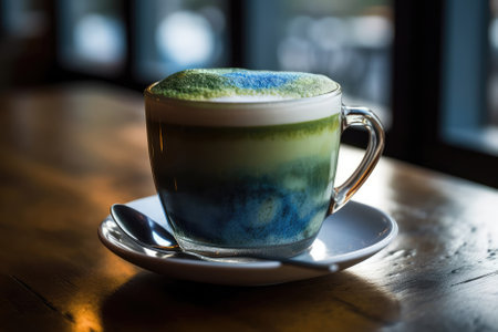 Blue Algae Latte With Coconut Milk And Honeyの素材