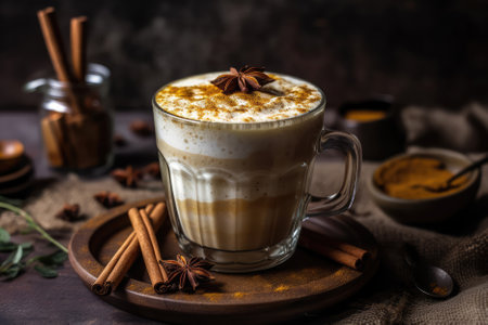 Hemp Milk Latte With Honey And Cinnamonの素材