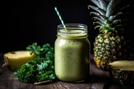 Hemp Milk Smoothie With Kale And Pineappleの素材