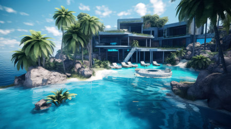 Tropical Island Resort With Few Rooms On Itの素材