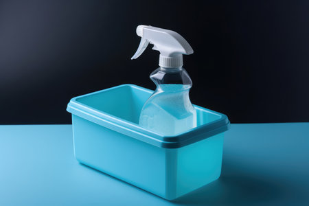 Container Of Sanitizer Solution For Cleaning Surfaces. World Food Safety Dayの素材