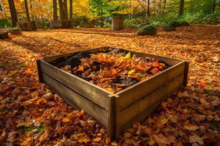 Backyard Compost Pile With Fall Leavesの素材