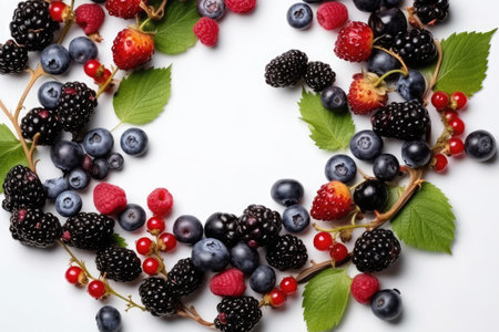 Frame Of Berries On White Backgroundの素材