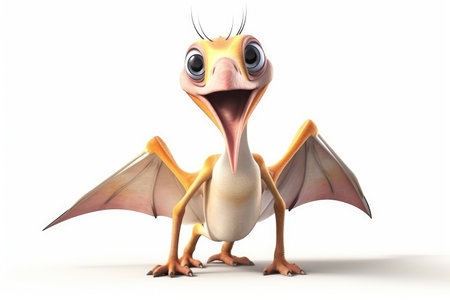 Cute Cartoon Pteranodon On White Backgroundの素材