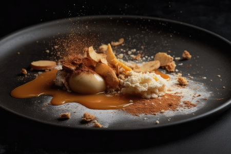 Beautiful Deconstructed Apple Pie With Cinnamon Foam Micromolecular Cookingの素材