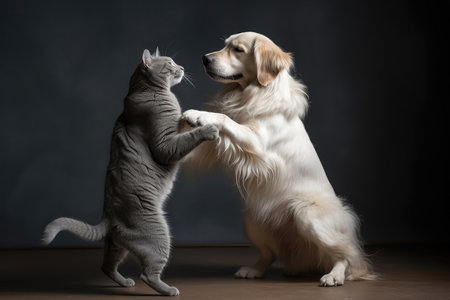 Dog And Cat Dancing Backdropの素材