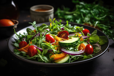 Fresh Salad With Mixed Greens And Vegetablesの素材