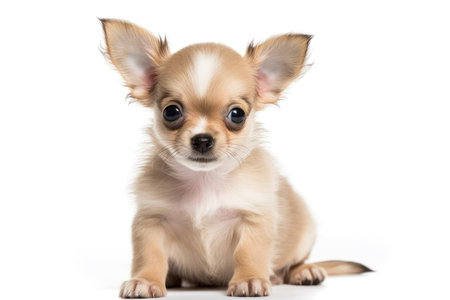 Chihuahua Dog Puppy On White Background, Full Bodyの素材