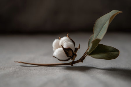 Closeup Image Of Single Cotton Sprig, In The Style Of Minimalism And Simplicityの素材