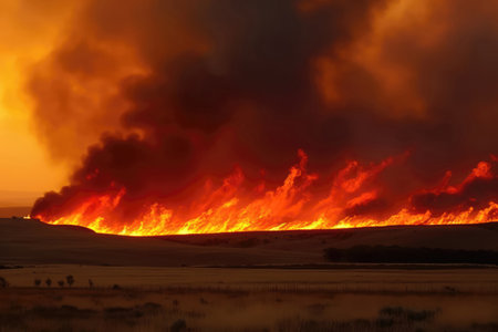 Raging Fire Consuming Vast Landscapeの素材