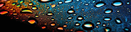 Macro Photo Of Water Drops On Patterned Surface, In The Style Of Abstract Art, Bold Colors, And Intricate Designsの素材